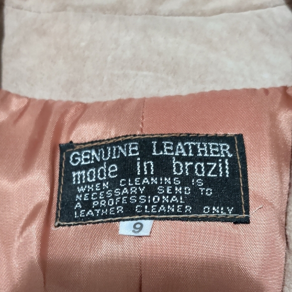 Tan Genuine Leather Blazer Jacket One Button Tailored Women’s XS - Picture 2 of 6